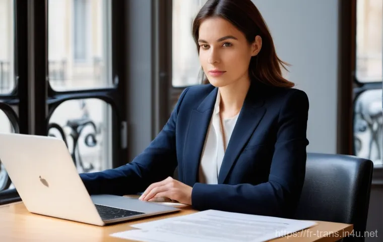 번역사 자격증 취득 후 연봉 상승 사례 - **Prompt for a Certified Professional Translator in France:**
    "A professional female translator ...